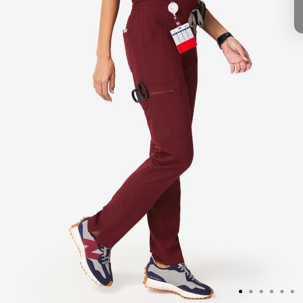 FIGS YOLA Skinny Scrub Pants-BURGUNDY,XL
